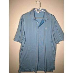 Peter‎ Millar Summer Comfort Polo Shirt Mens Large Striped Blue Performance Golf